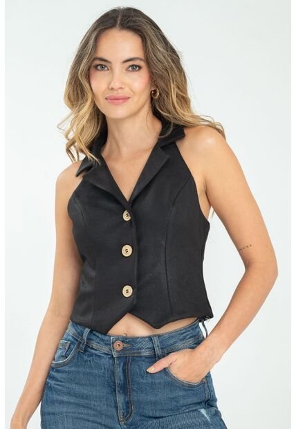 Chaleco Sofia Negro Ragged Pf12150030