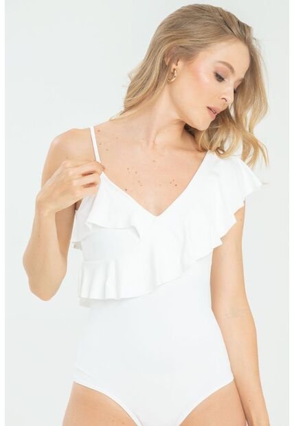 Body Asimetrico Bolero Blanco Ragged Pf13100032