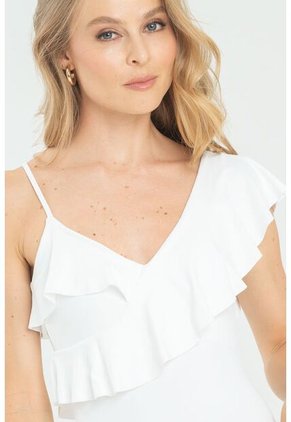 Body Asimetrico Bolero Blanco Ragged Pf13100032