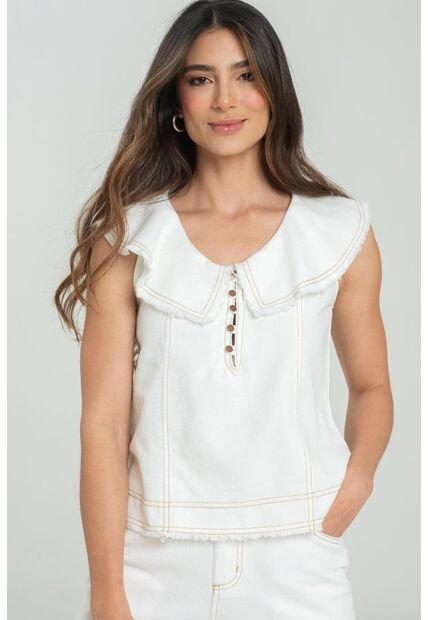 Blusa Atlantida Pespuntes Blanco Ragged Pf21110016
