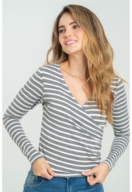 Top Cruzado Manga Larga Gris Ragged Pf11121137