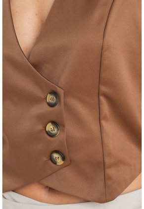 Chaleco Satin Café Ragged Pf11150045