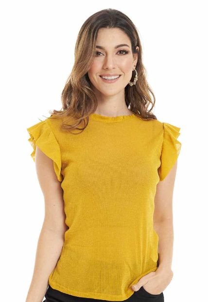 Camiseta Alana Amarillo Ragged Pf11120964