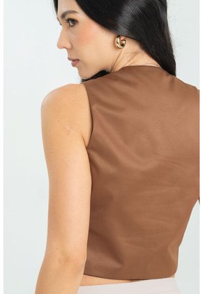 Chaleco Satin Café Ragged Pf11150045