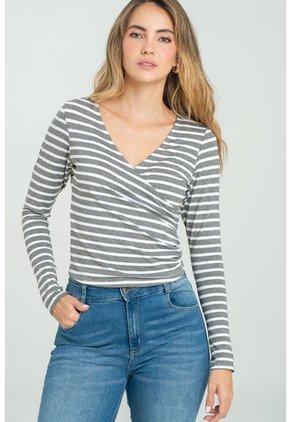 Top Cruzado Manga Larga Gris Ragged Pf11121137