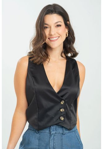 Chaleco Satin Negro Ragged Pf11150045 Ragged