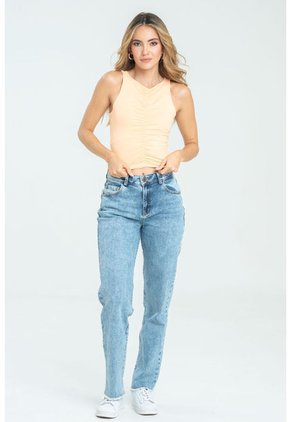 Jeans Mom Fit Cacao Azul Ragged Pf21350035