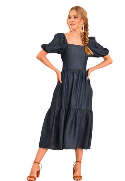 Vestido Montecarlo Azul Ragged Pf51510098