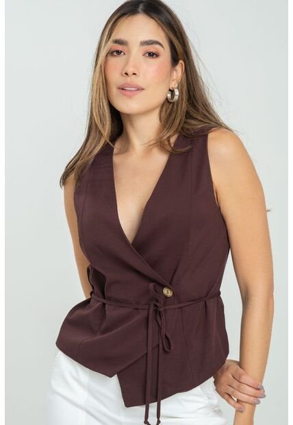 Chaleco Sylvhie Café Ragged Pf11150042