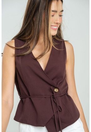 Chaleco Sylvhie Café Ragged Pf11150042