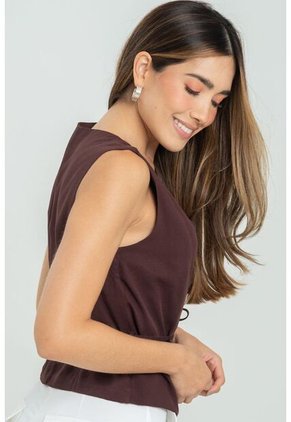 Chaleco Sylvhie Café Ragged Pf11150042