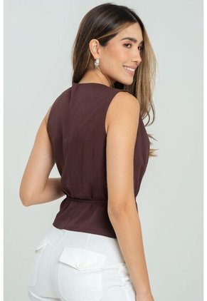 Chaleco Sylvhie Café Ragged Pf11150042