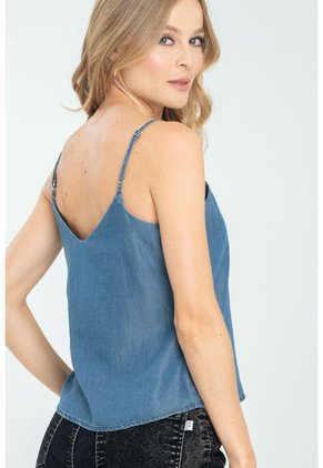 Blusa Tiras Tencel Azul Ragged Pf21110007