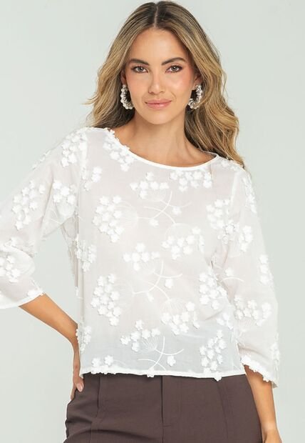Blusa Nathalie Blanco Ragged Pf11113005
