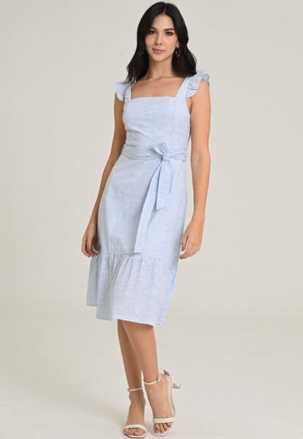 Vestido Midi Grosella Azul Ragged Pf11511219