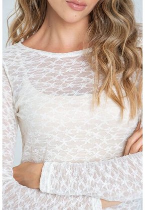 Blusa Blonda Manga Larga Blanco Ragged Pf11113077