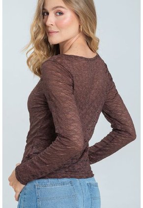 Blusa Blonda Manga Larga Café Ragged Pf11113077