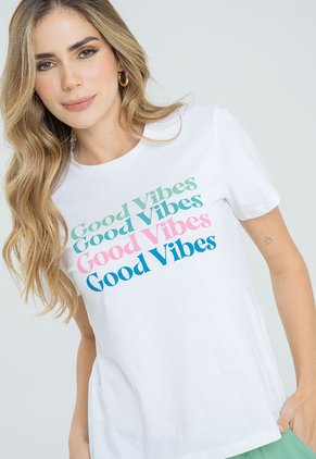 Camiseta Good Vibes Blanco Ragged Pf21120058