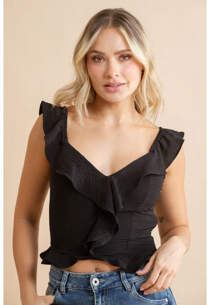 Blusa Sabrina Negro Ragged Pf31113555