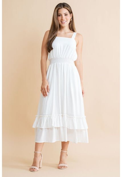 Vestido Midi Stasera Blanco Ragged Pf31511490