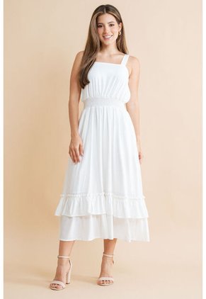 Vestido Midi Stasera Blanco Ragged Pf31511490
