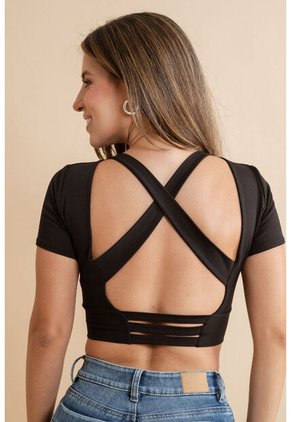 Crop Top Irhiza Negro Ragged Pf31122321