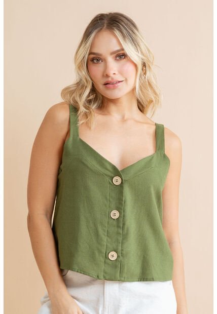 Blusa Lino Mali Verde Ragged Pf31113450