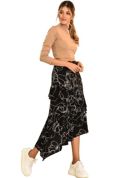 Falda Mantilla Negro Ragged Pf11320389