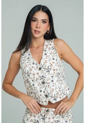 Chaleco Flora Blanco Ragged Pf21150009
