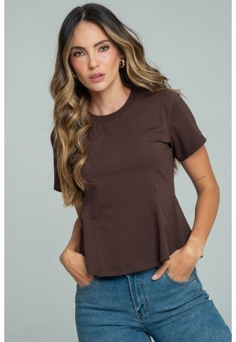 Camiseta Peplum Café Ragged Pf21120139 Ragged