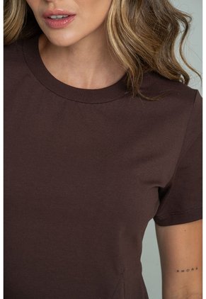 Camiseta Peplum Café Ragged Pf21120139