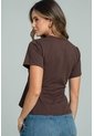 Camiseta Peplum Café Ragged Pf21120139 de Ragged