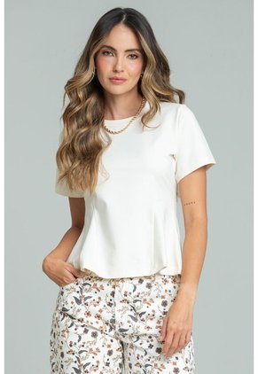 Camiseta Peplum Blanco Ragged Pf21120139