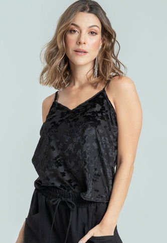 Top Tira Devore Negro Ragged Pf12110798 Ragged