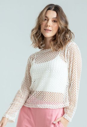Blusa Malla Blanco Ragged Pf12110799