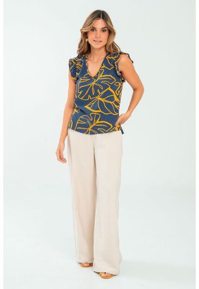 Blusa Rufle Azul Ragged Pf11113003