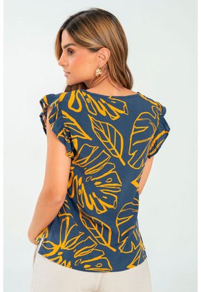 Blusa Rufle Azul Ragged Pf11113003