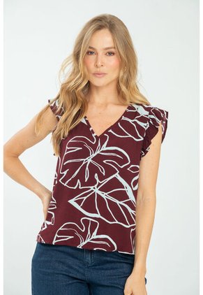 Blusa Rufle Rojo Ragged Pf11113003