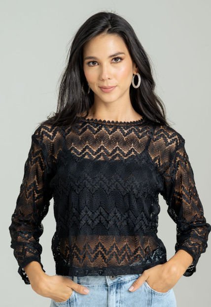 Blusa Manila Negro Ragged Pf11112644