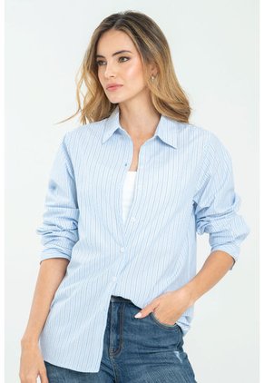 Camisa Oversize Rayas Azul Ragged Pf11112865