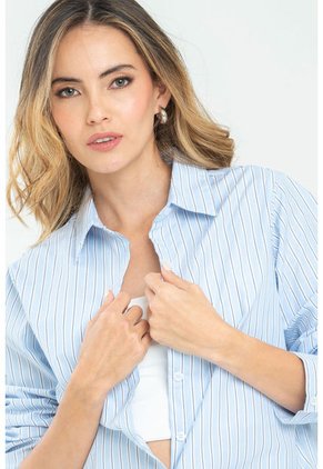 Camisa Oversize Rayas Azul Ragged Pf11112865
