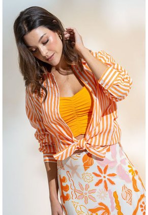 Camisa Boyfriend Rayas Naranja Ragged Pf11112919