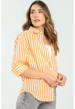 Camisa Boyfriend Rayas Naranja Ragged Pf11112919