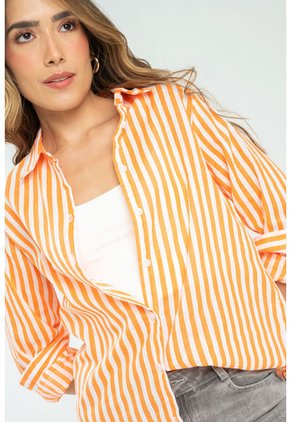 Camisa Boyfriend Rayas Naranja Ragged Pf11112919