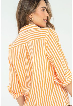 Camisa Boyfriend Rayas Naranja Ragged Pf11112919