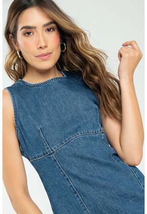 Vestido Midi Azul Ragged Pf21510017