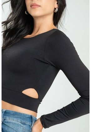 Crop Top Hideat Negro Ragged Pf13120802