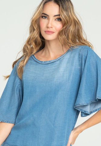 Blusa Manga Campana Azul Ragged Pf21110005 Ragged