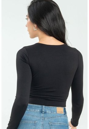 Crop Top Hideat Negro Ragged Pf13120802