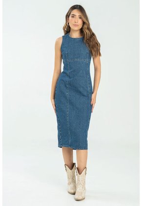 Vestido Midi Azul Ragged Pf21510017